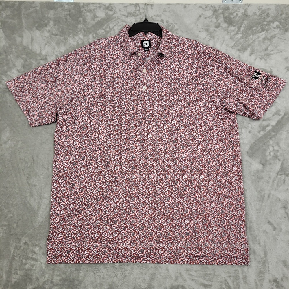 Footjoy Short Sleeve Polo Shirt Mens XL Golf Shirt Multi-colored Dot Print Logo